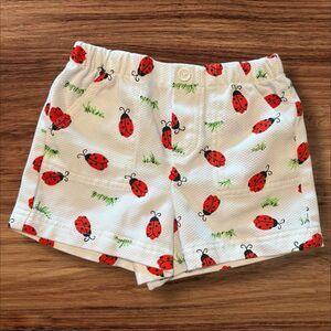 Kelly’s Kids Ladybug Shorts Girls Size 5/6 White Seersucker Summer Outfit